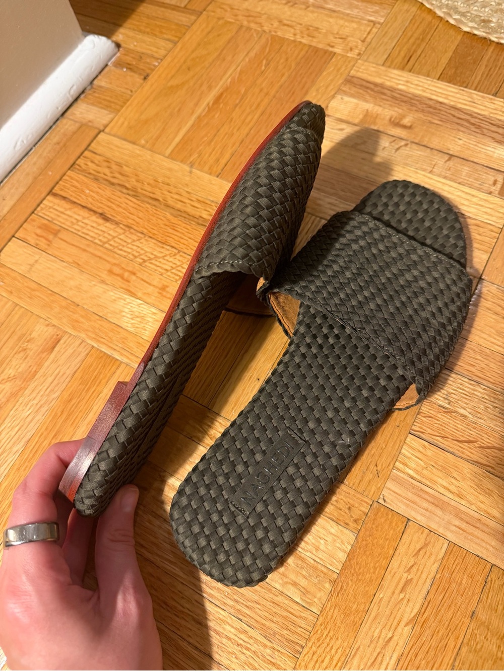 NWOT Naghedi St Barth’s Slide Sandals - Olive - Picture 4 of 12